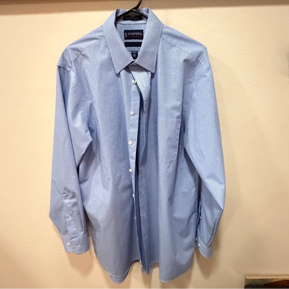 NWOT Mens (2) Stafford Dress Shirts 16.5 The Super Shirt Pink/White Blue/White